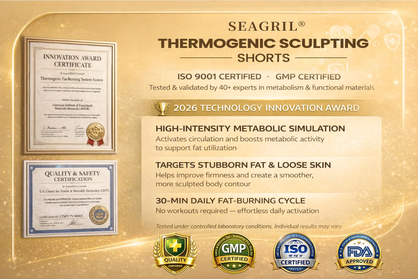 Official Brand Store | 🛡️ SEAGRIL® 2026 Moringa & Berberine 4-in-1 Micro-Particle Shaping & Fat Burning Shorts