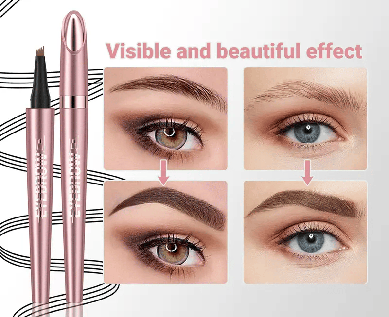 💦 Waterproof Micro-Fork Eyebrow Pencil, Long-Lasting Brow Pen for Natural Hair-Like Strokes