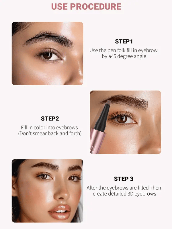 💦 Waterproof Micro-Fork Eyebrow Pencil, Long-Lasting Brow Pen for Natural Hair-Like Strokes
