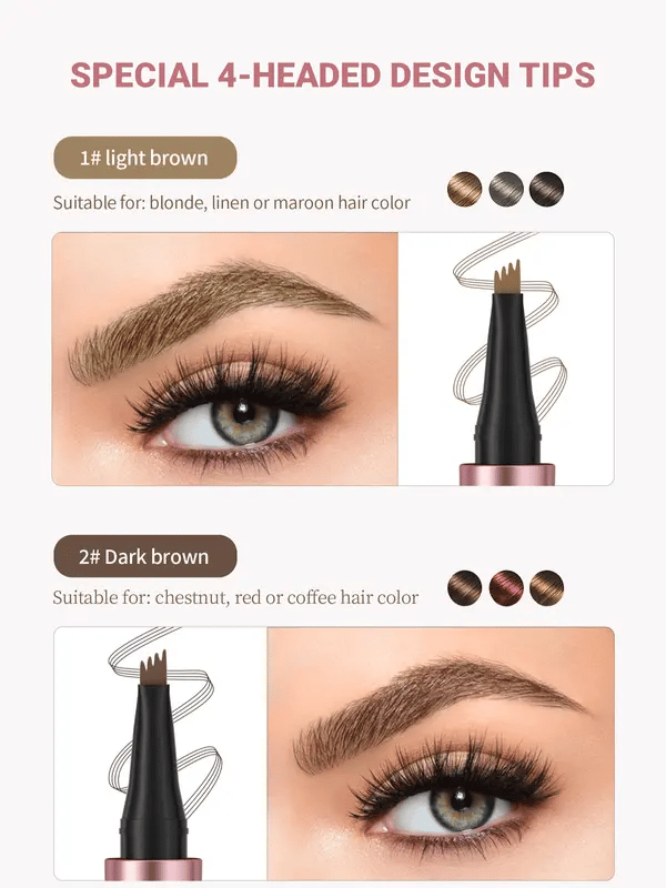 💦 Waterproof Micro-Fork Eyebrow Pencil, Long-Lasting Brow Pen for Natural Hair-Like Strokes