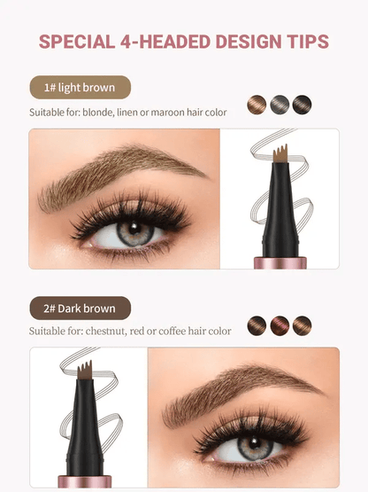 💦 Waterproof Micro-Fork Eyebrow Pencil, Long-Lasting Brow Pen for Natural Hair-Like Strokes